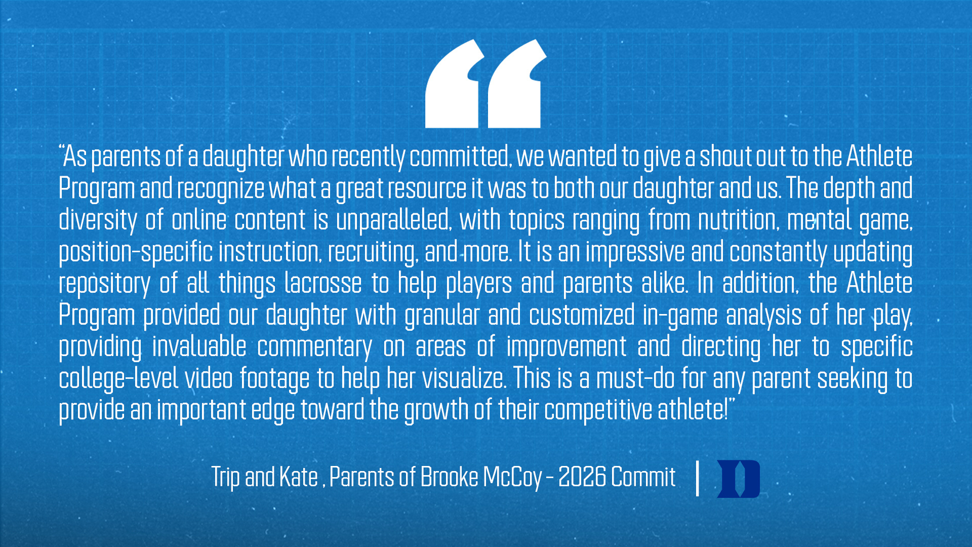 Athlete Program Testimonial McCoy